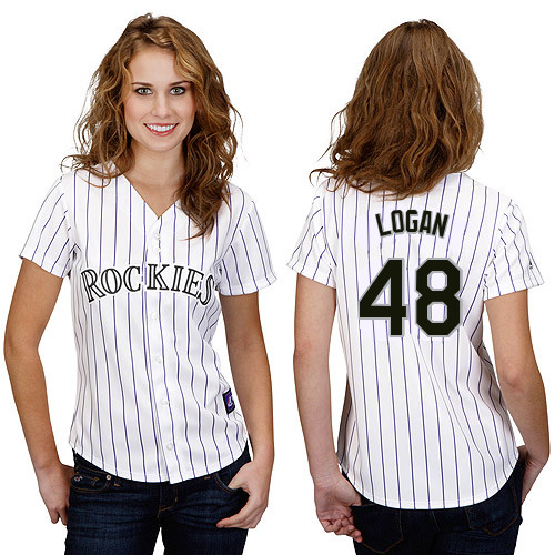 Boone Logan #48 mlb Jersey-Colorado Rockies Women's Authentic Home White Cool Base Baseball Jersey